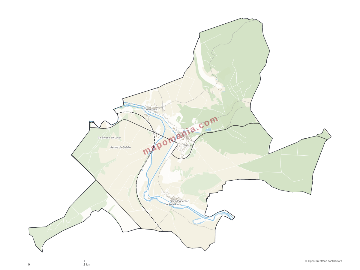 Carte de Tanlay à personnaliser