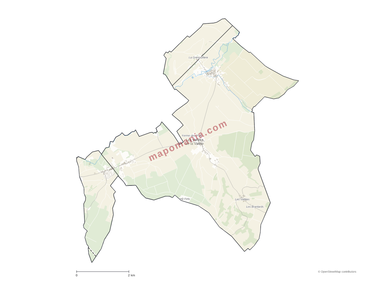 Carte de Les Vallées de la Vanne à personnaliser