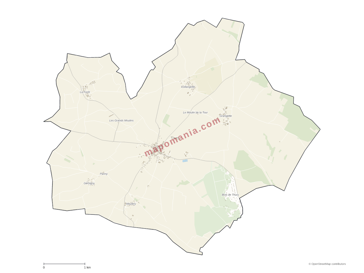 Carte de Thury à personnaliser