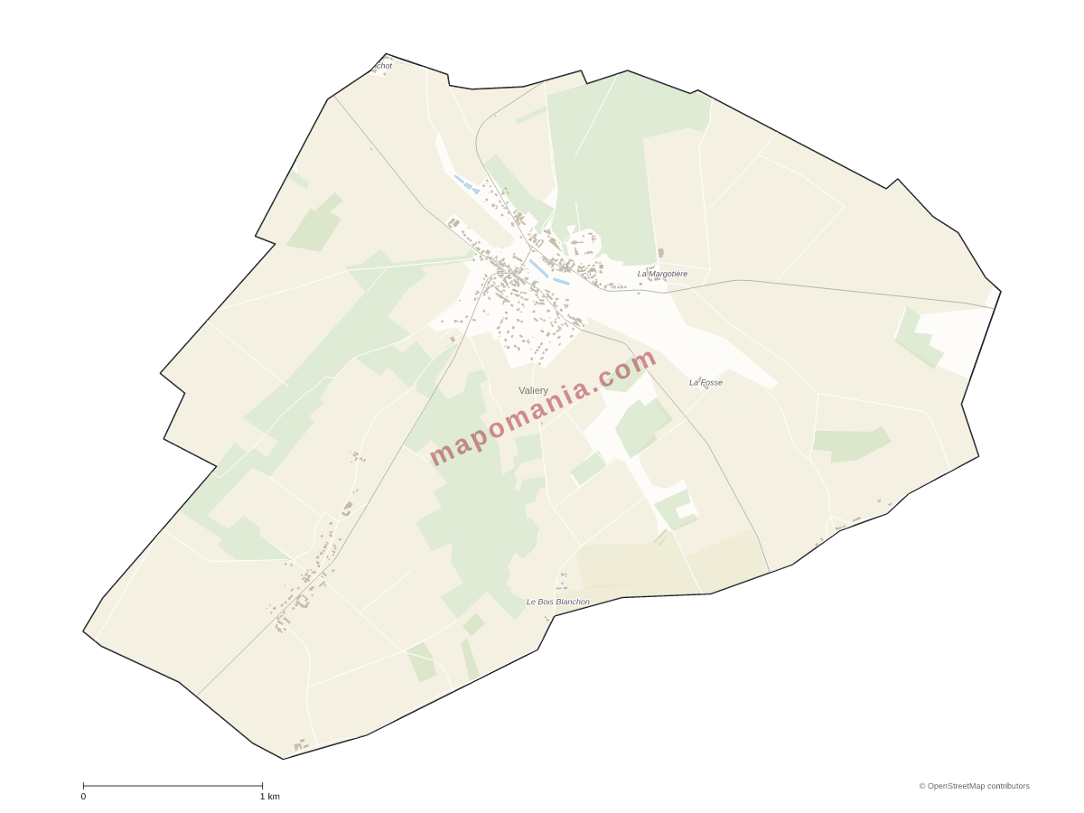 Carte de Vallery à personnaliser