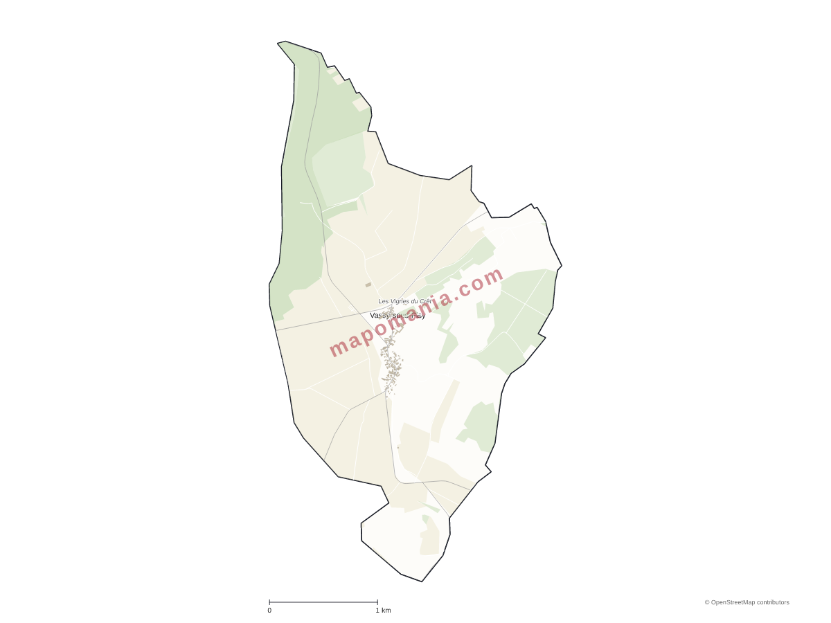 Carte de Vassy-sous-Pisy à personnaliser