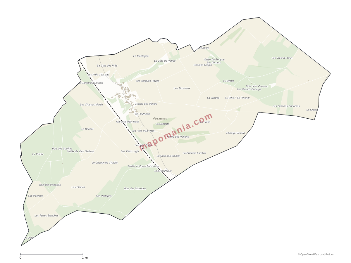 Carte de Vézannes à personnaliser