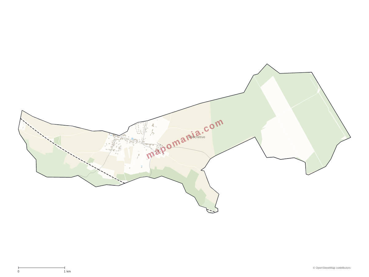 Carte de Villechétive à personnaliser