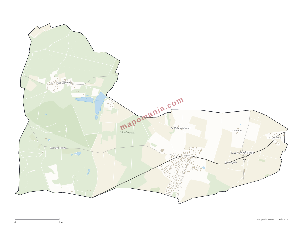 Carte de Villefargeau à personnaliser