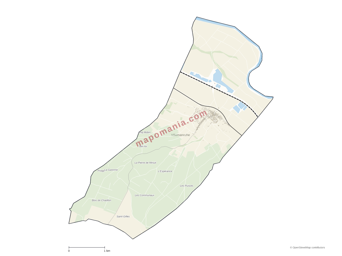 Carte de Villemanoche à personnaliser