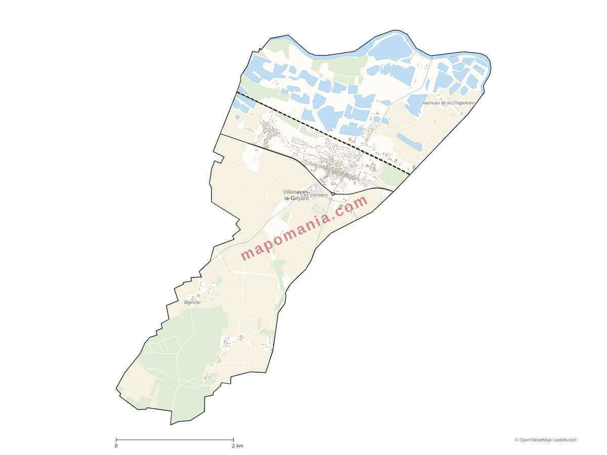 Carte de Villeneuve-la-Guyard à personnaliser