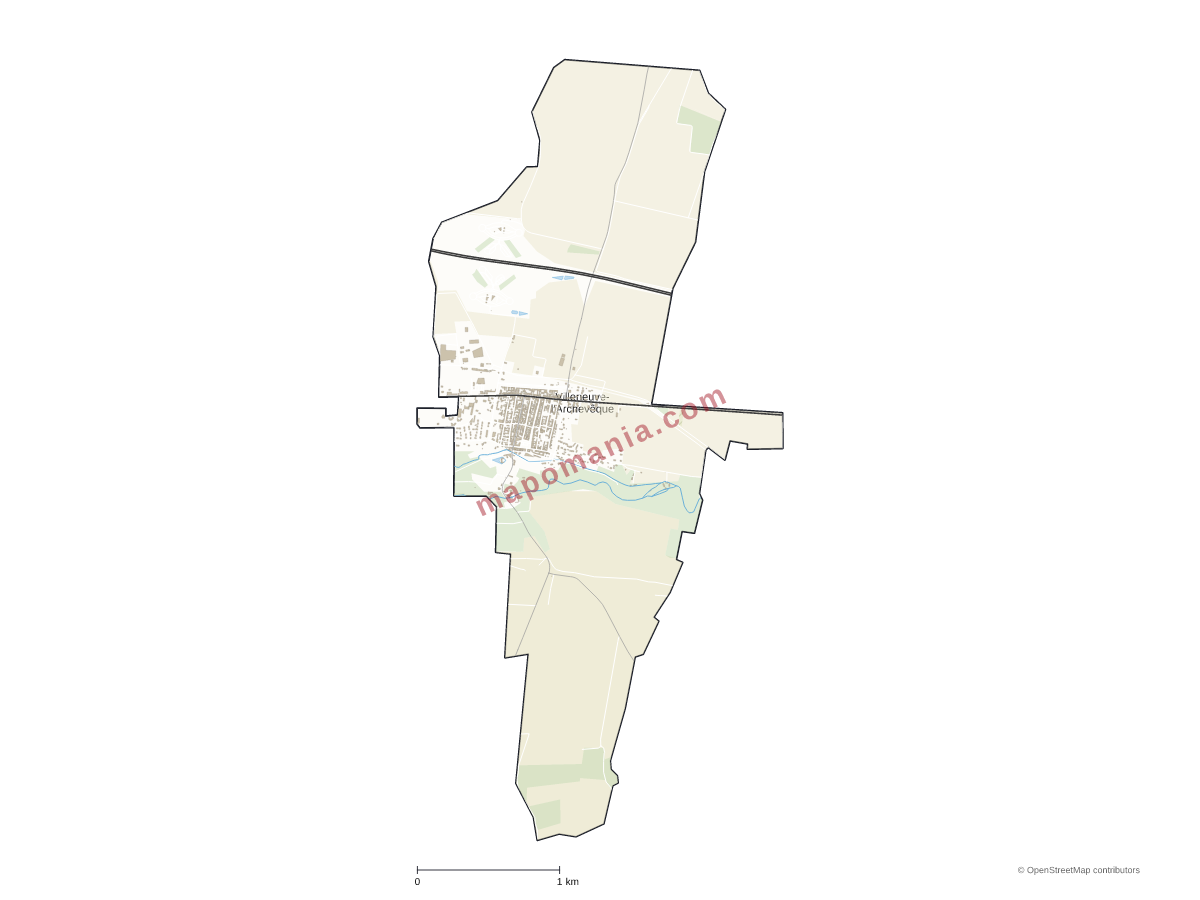 Carte de Villeneuve-l'Archevêque à personnaliser