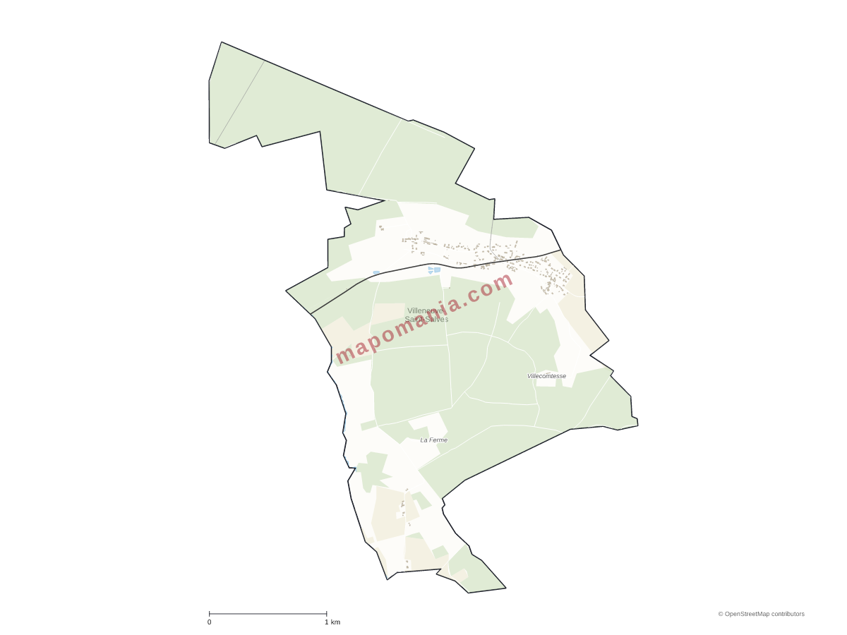 Carte de Villeneuve-Saint-Salves à personnaliser