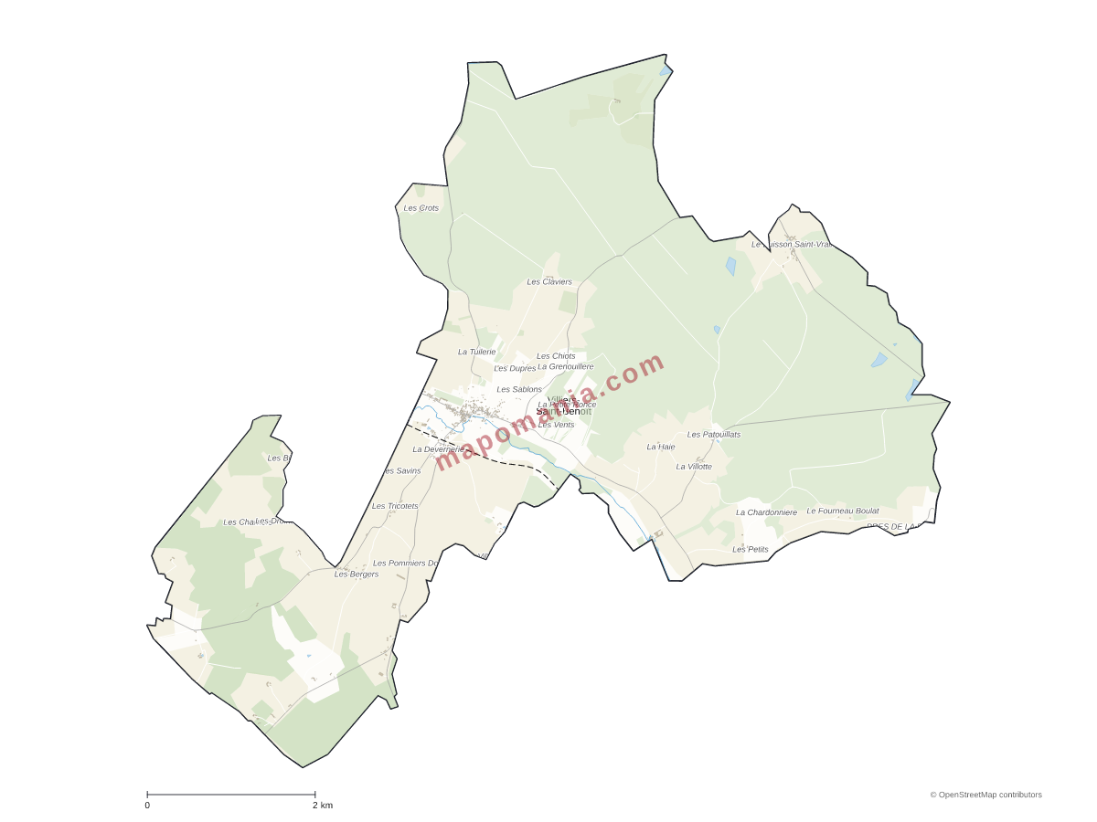 Carte de Villiers-Saint-Benoît à personnaliser