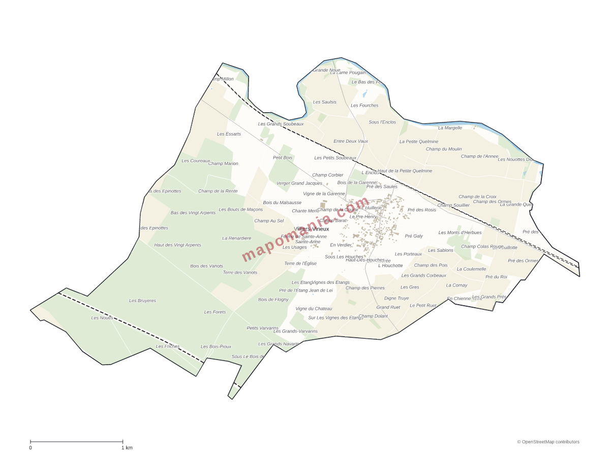 Carte de Villiers-Vineux à personnaliser