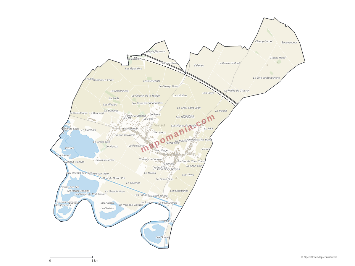 Carte de Vinneuf à personnaliser