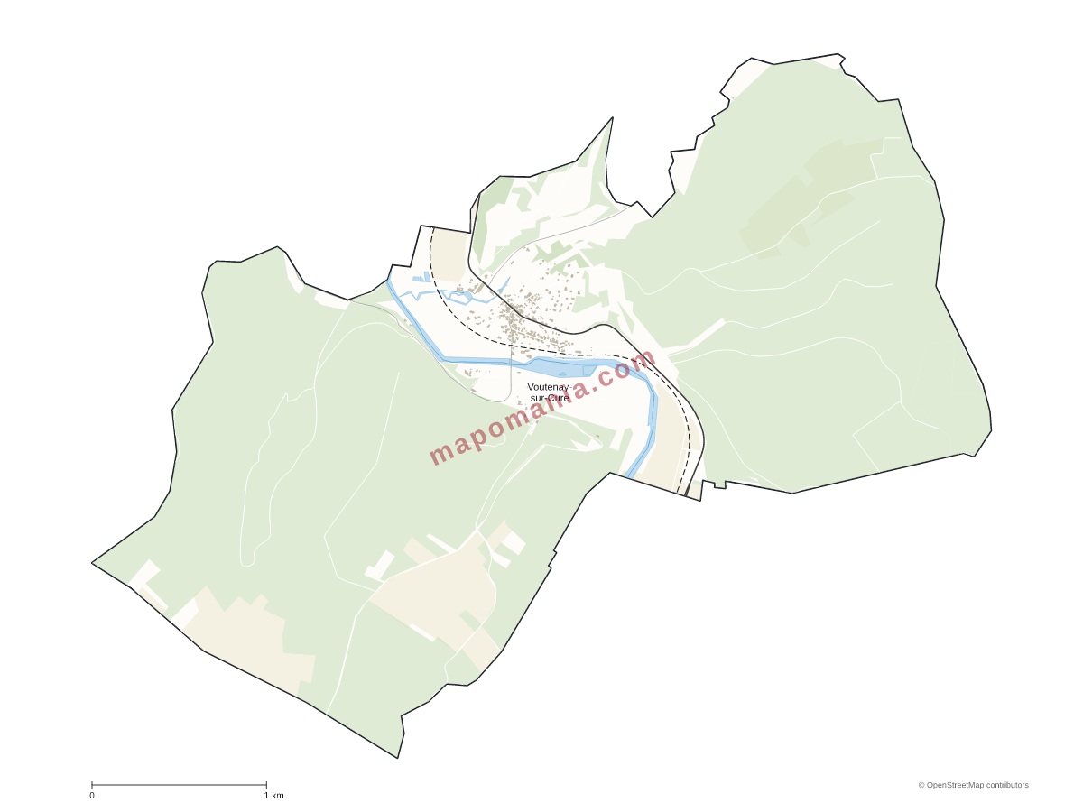 Carte de Voutenay-sur-Cure à personnaliser