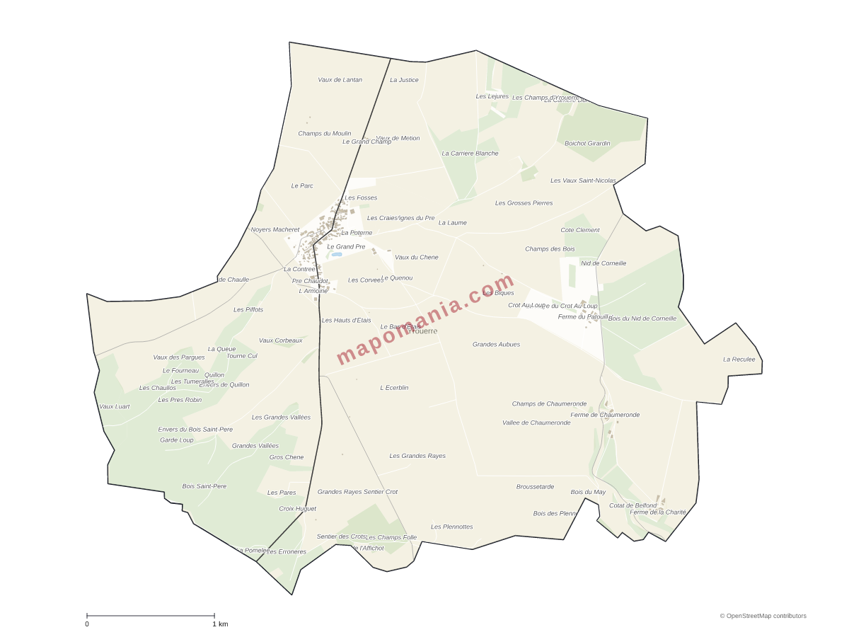 Carte de Yrouerre à personnaliser
