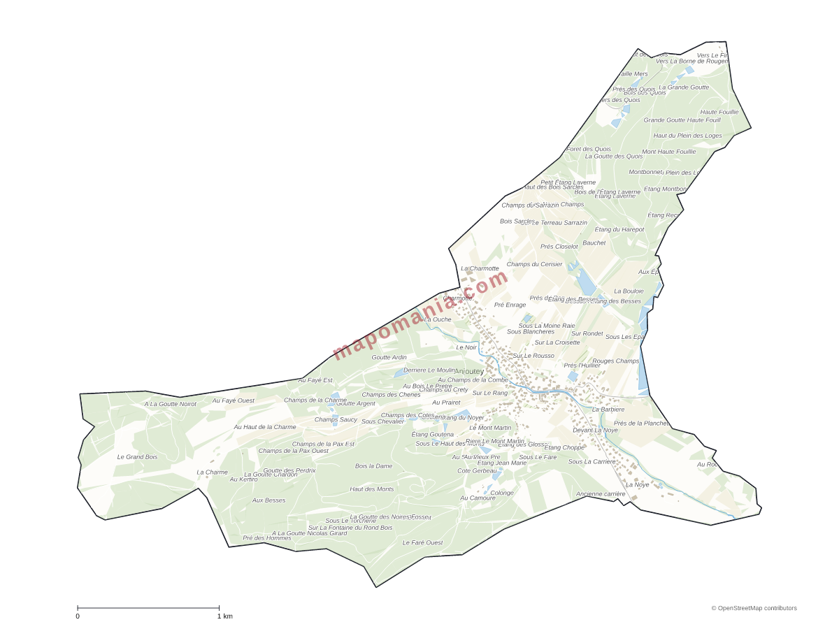 Carte de Anjoutey à personnaliser