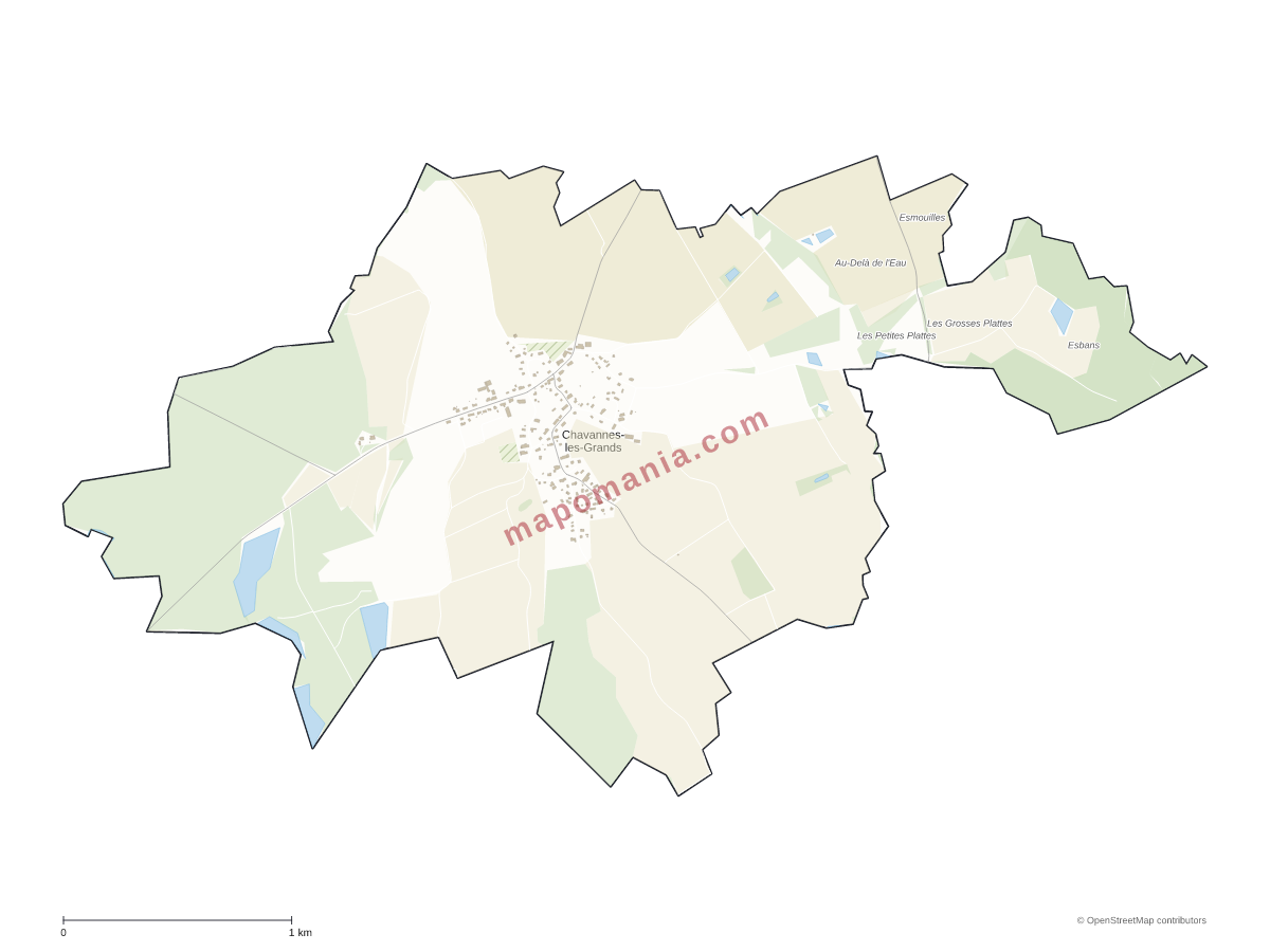 Carte de Chavannes-les-Grands à personnaliser