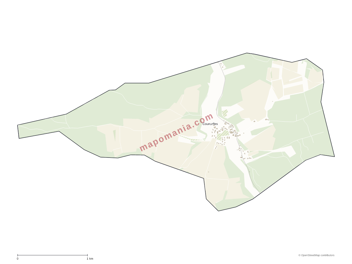 Carte de Courcelles à personnaliser