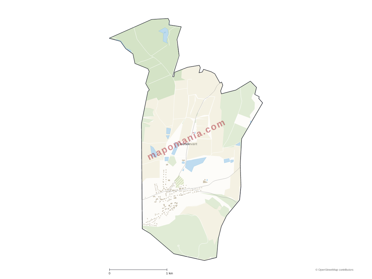 Carte de Courtelevant à personnaliser