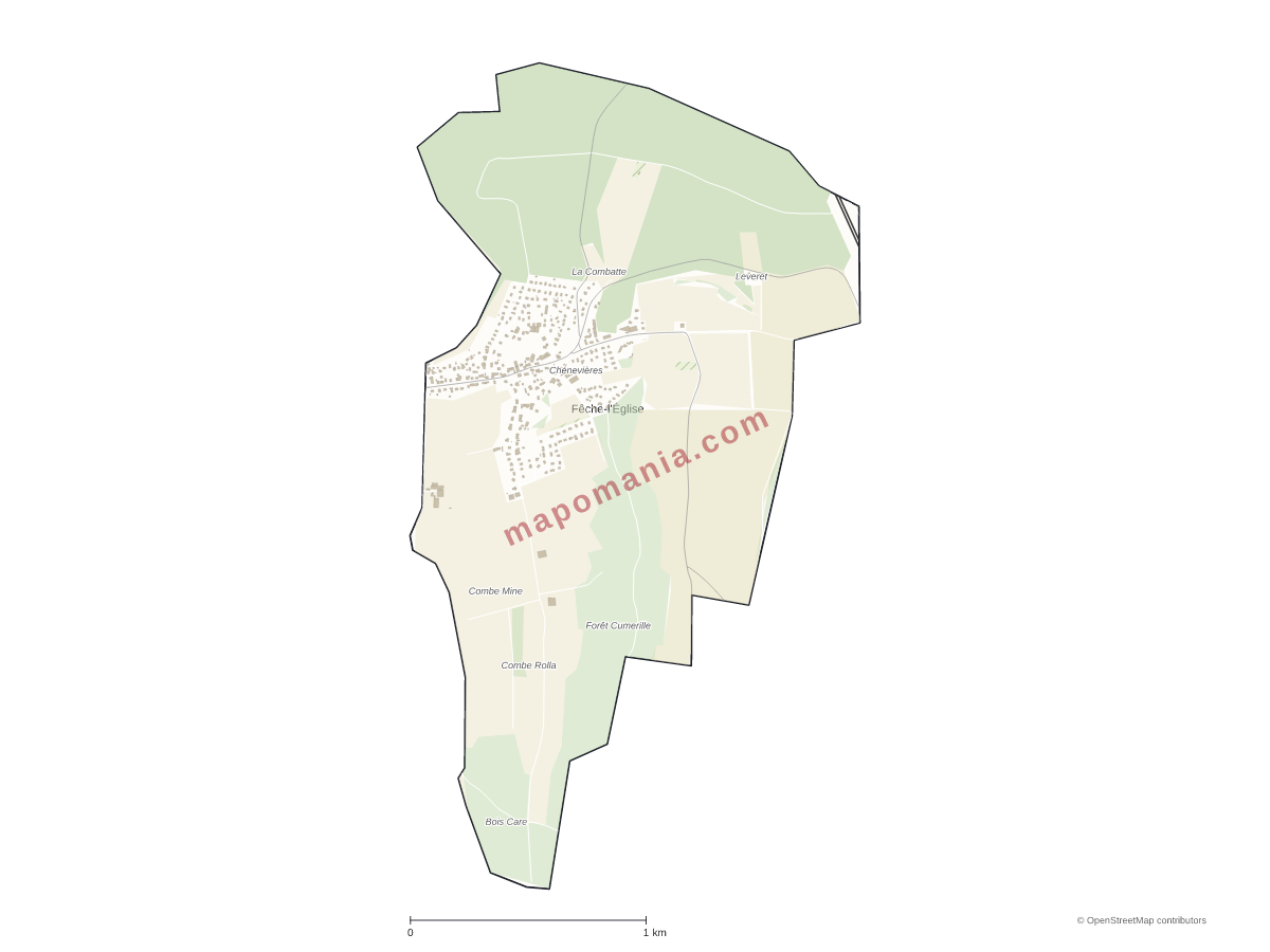 Carte de Fêche-l'Église à personnaliser