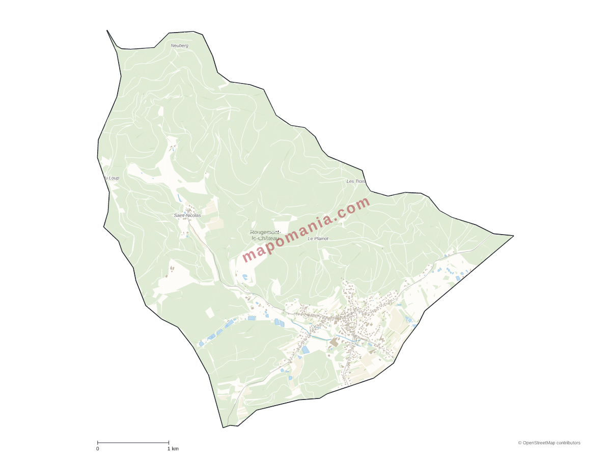 Carte de Rougemont-le-Château à personnaliser