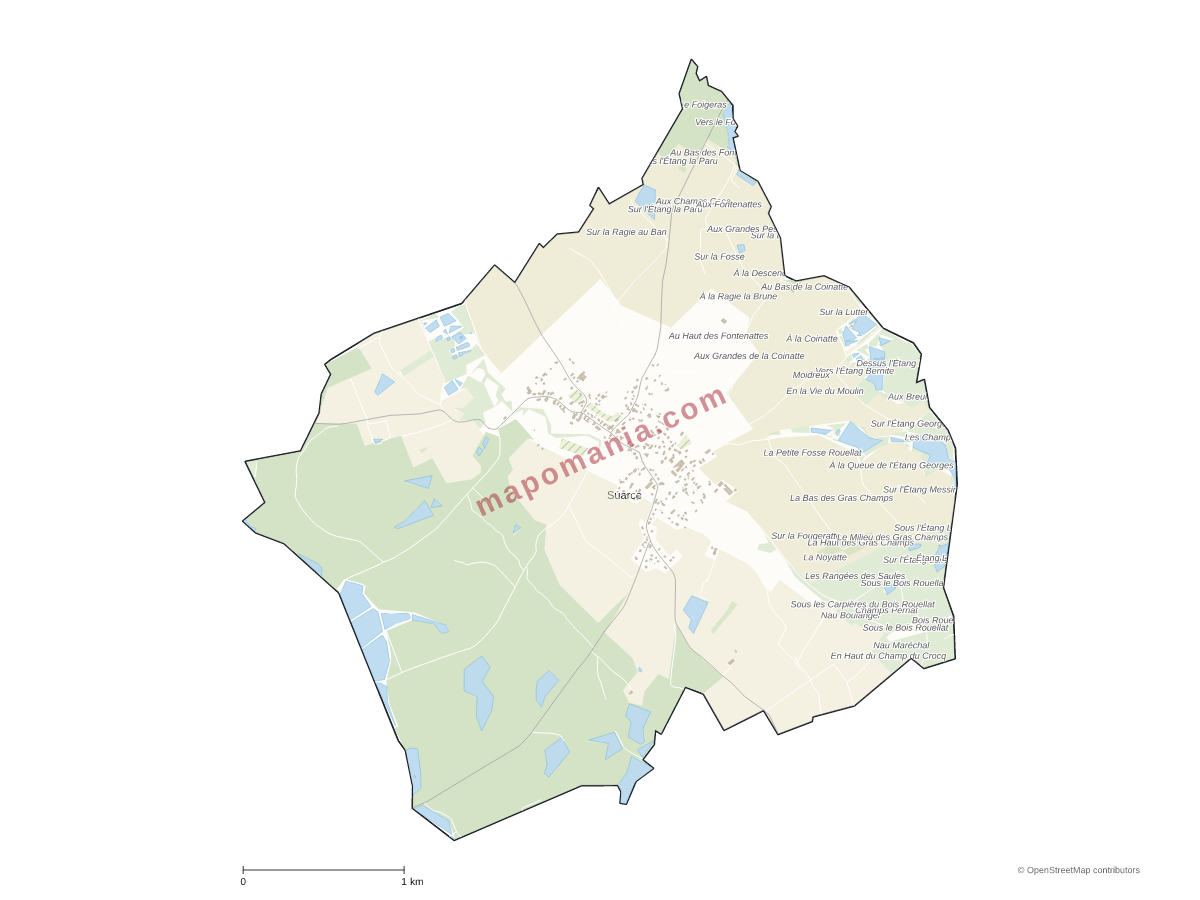 Carte de Suarce à personnaliser