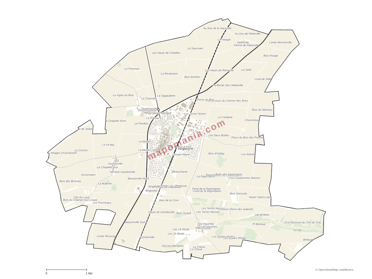 Carte de Angerville à personnaliser