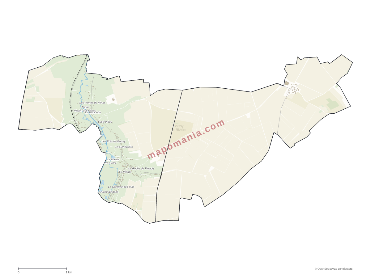 Carte de Boissy-la-Rivière à personnaliser