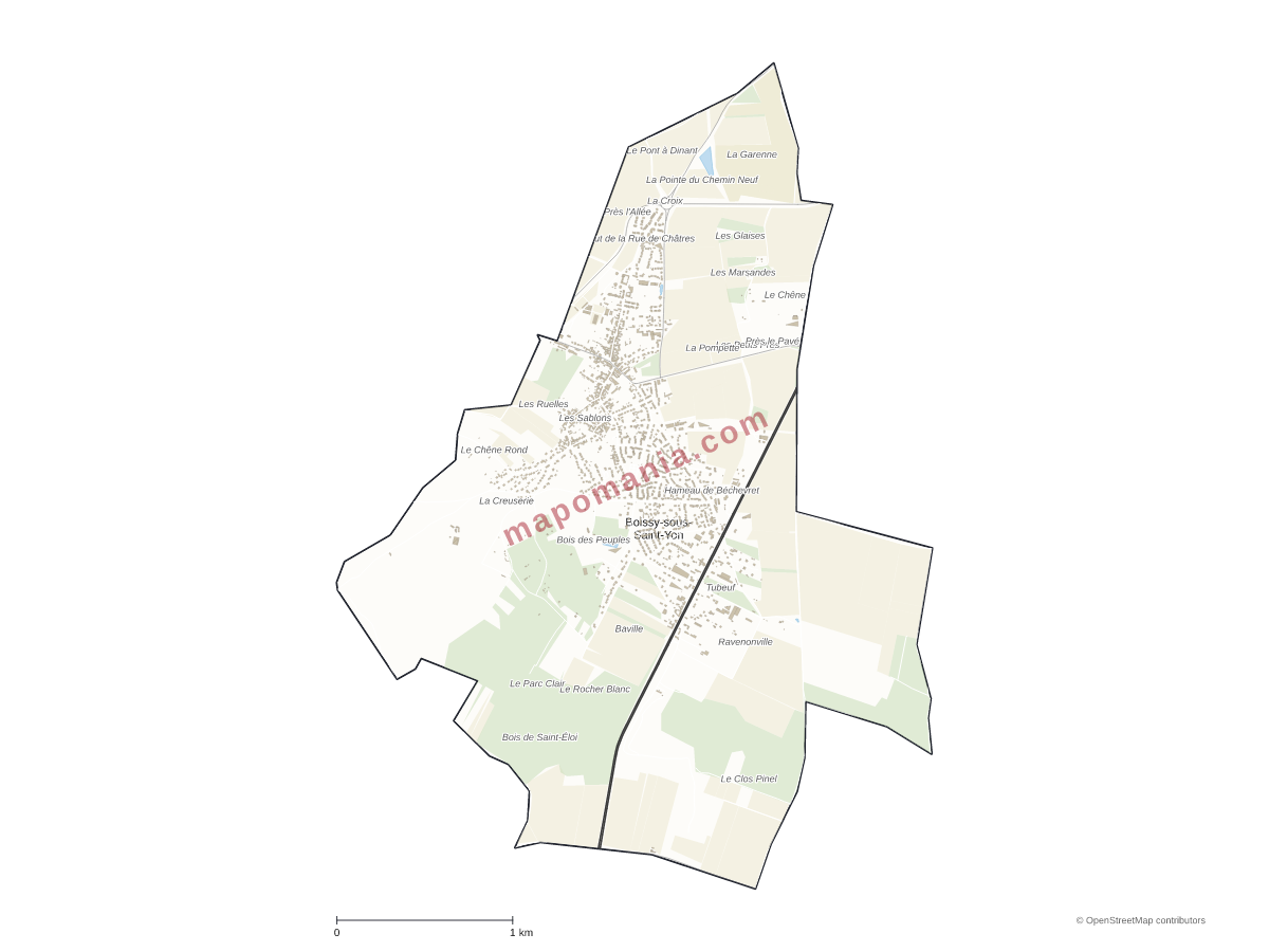 Carte de Boissy-sous-Saint-Yon à personnaliser