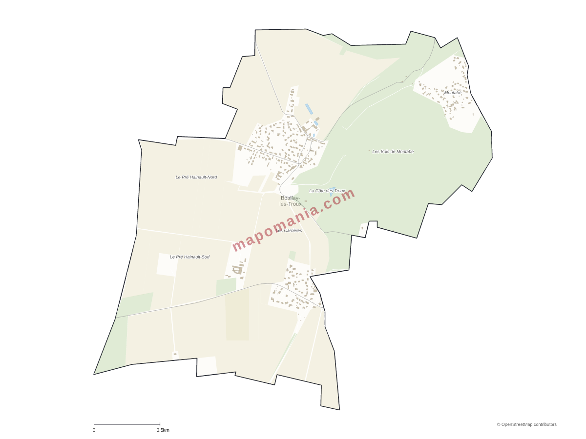Carte de Boullay-les-Troux à personnaliser