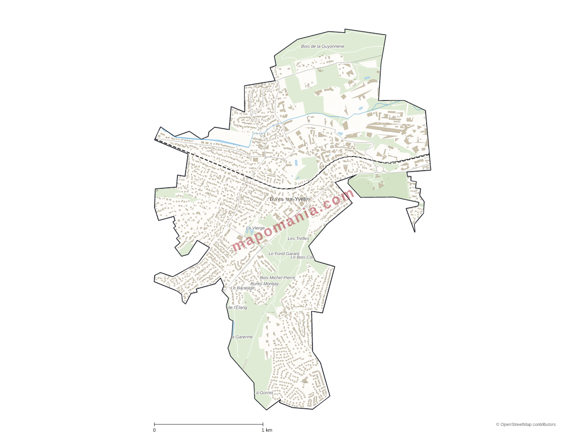Carte de Bures-sur-Yvette à personnaliser
