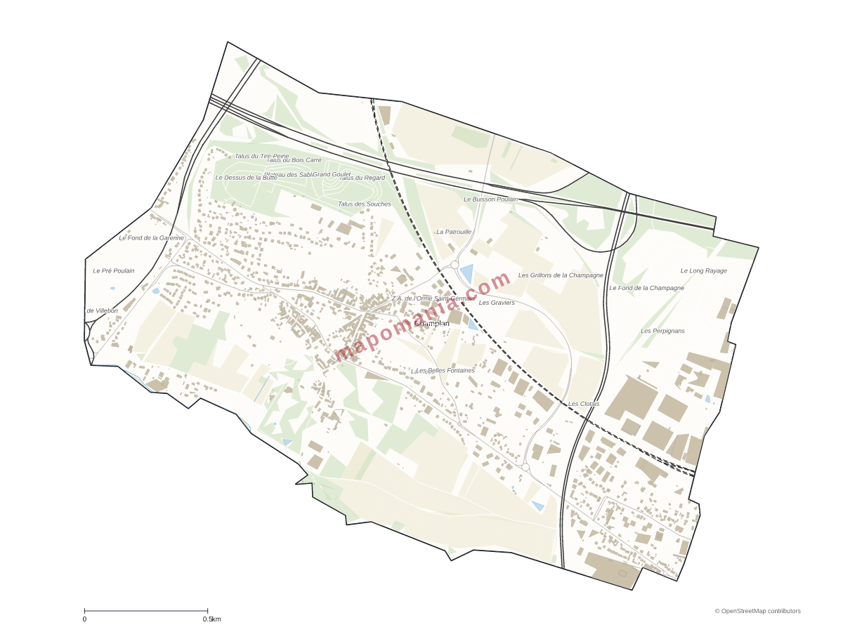 Carte de Champlan à personnaliser