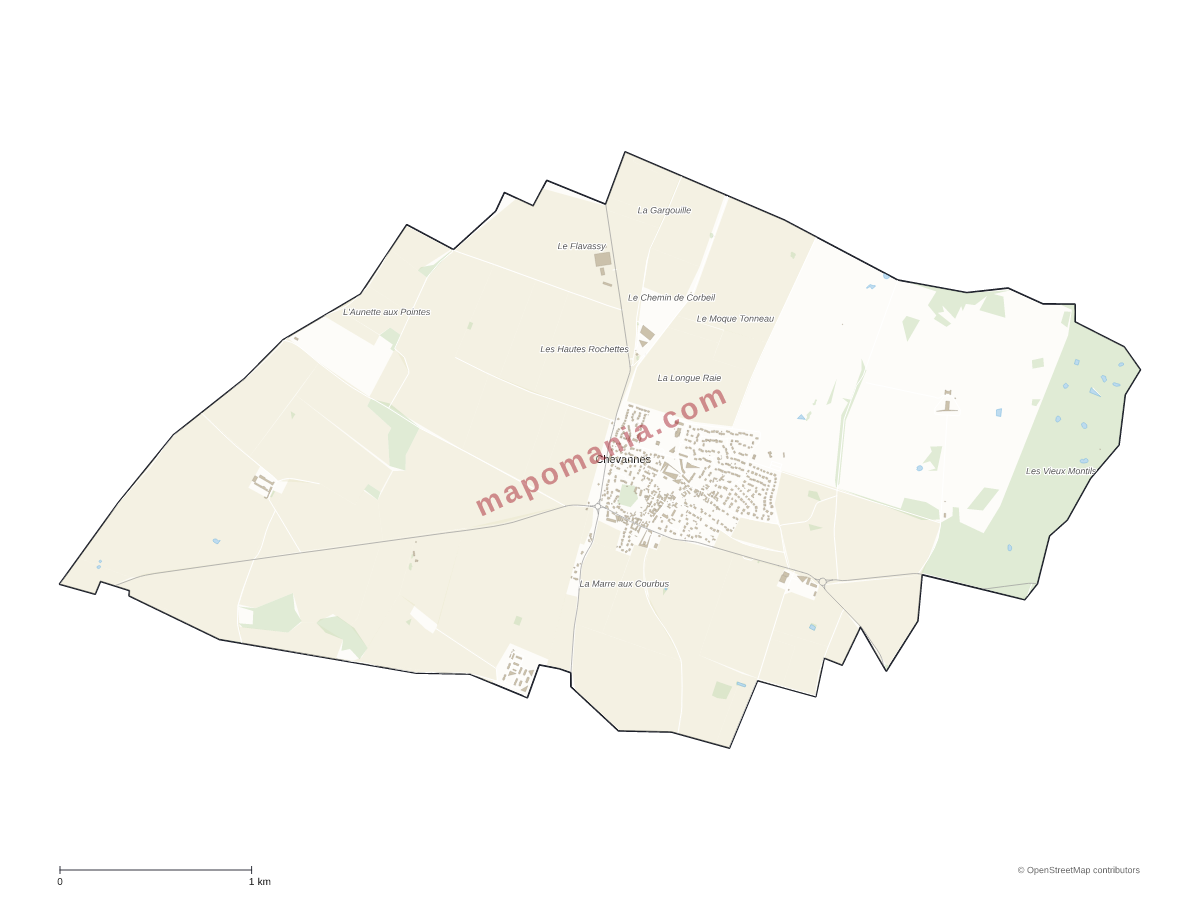 Carte de Chevannes à personnaliser