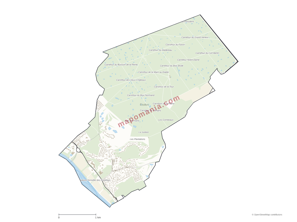 Carte de Étiolles à personnaliser