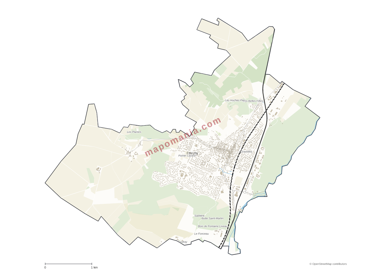 Carte de Étréchy à personnaliser