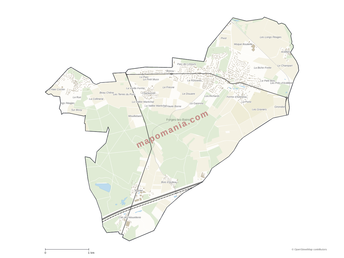 Carte de Forges-les-Bains à personnaliser