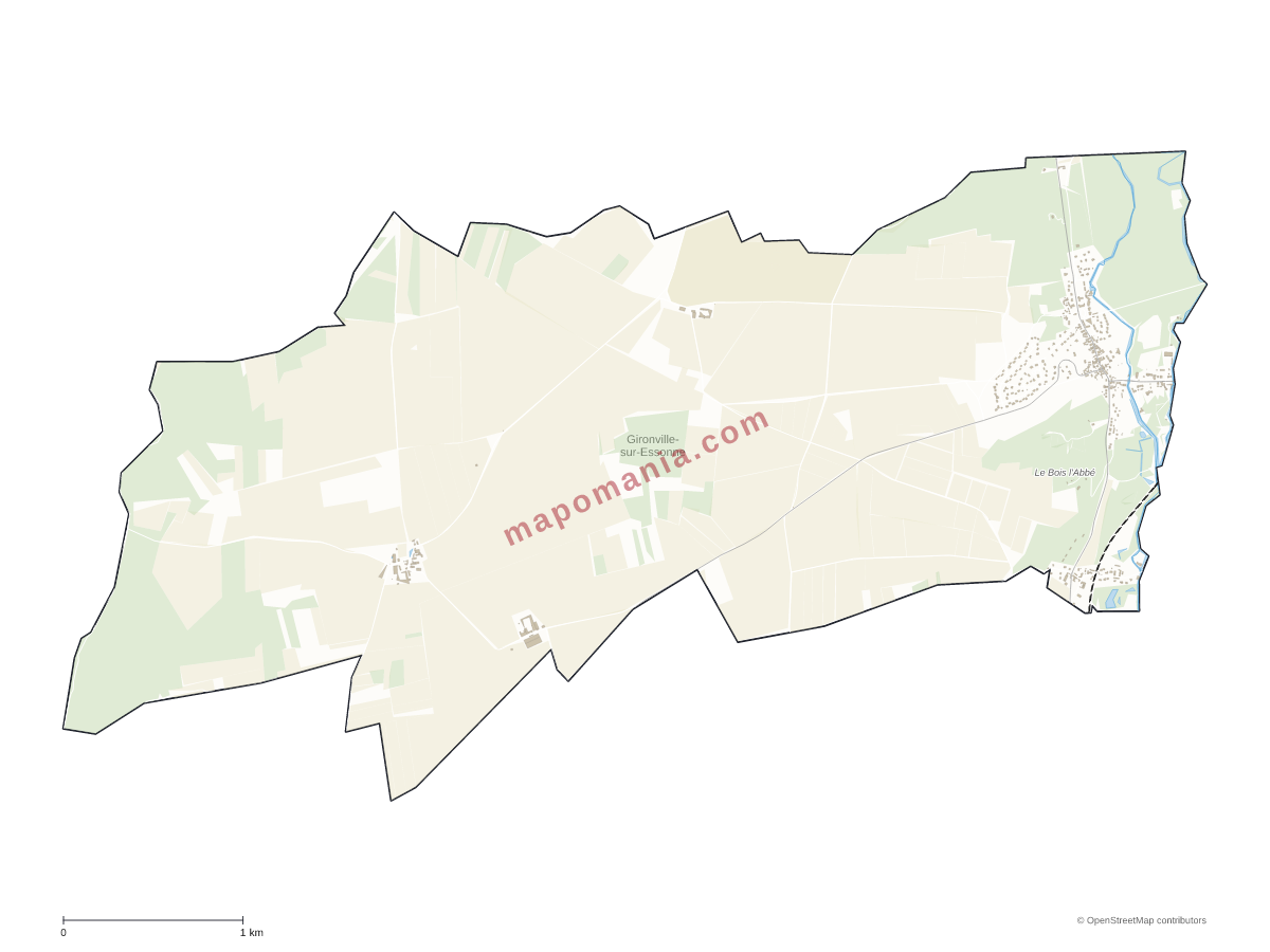 Carte de Gironville-sur-Essonne à personnaliser