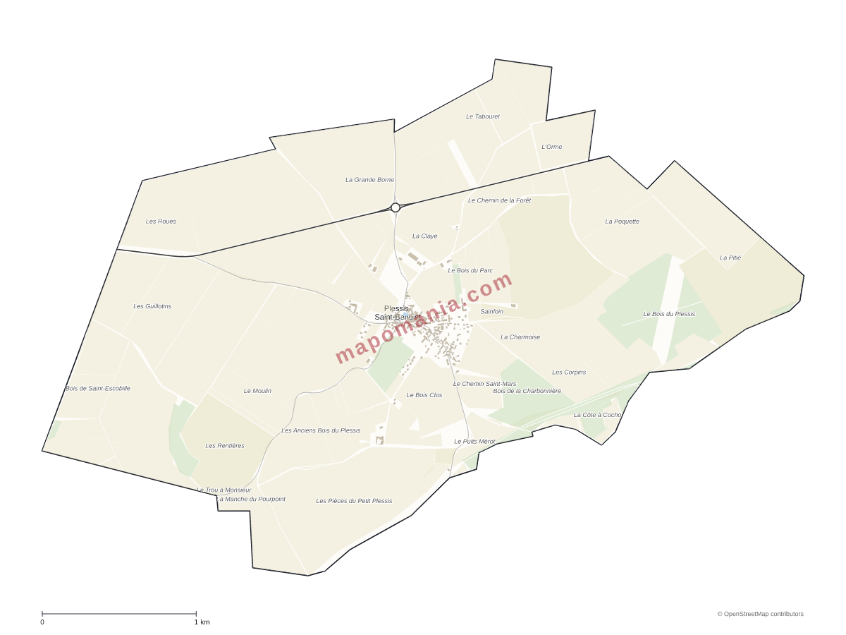 Carte de Plessis-Saint-Benoist à personnaliser