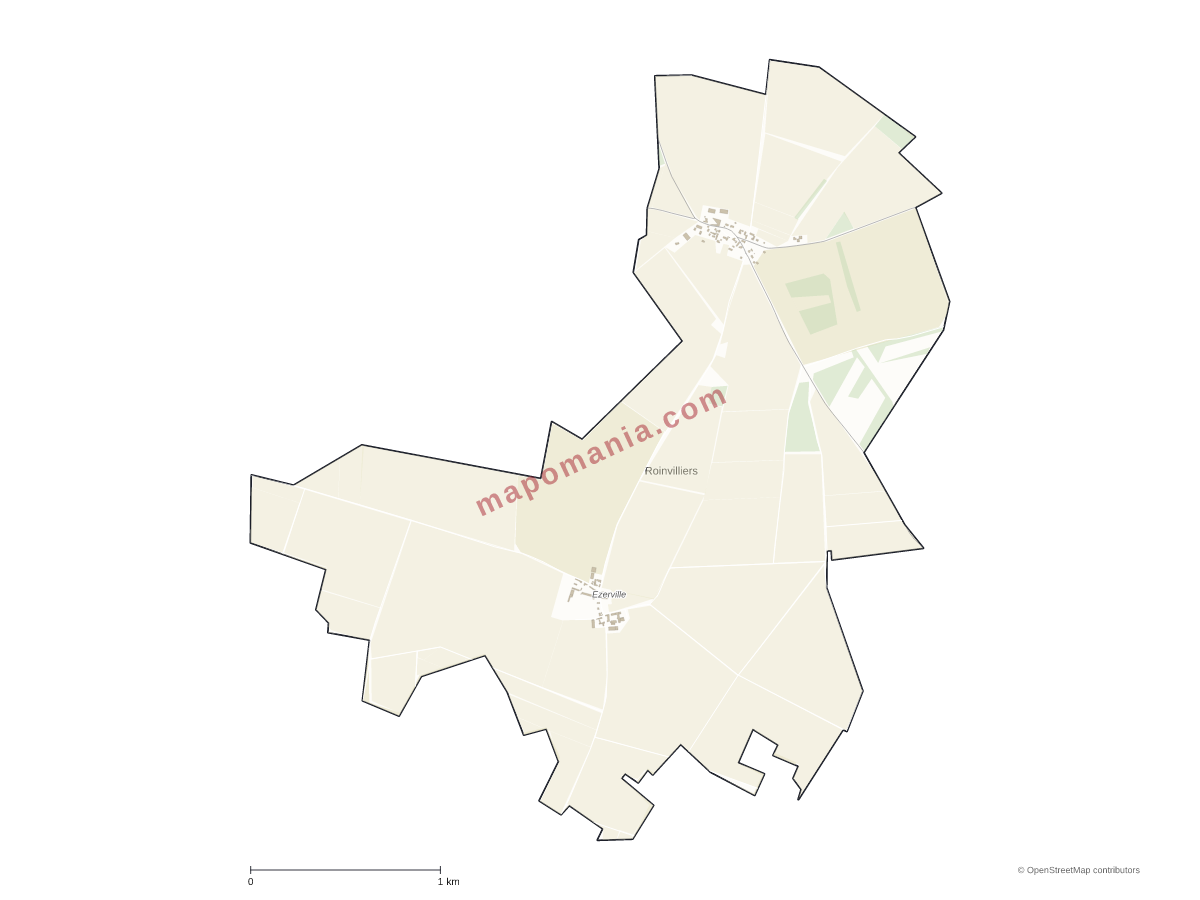 Carte de Roinvilliers à personnaliser
