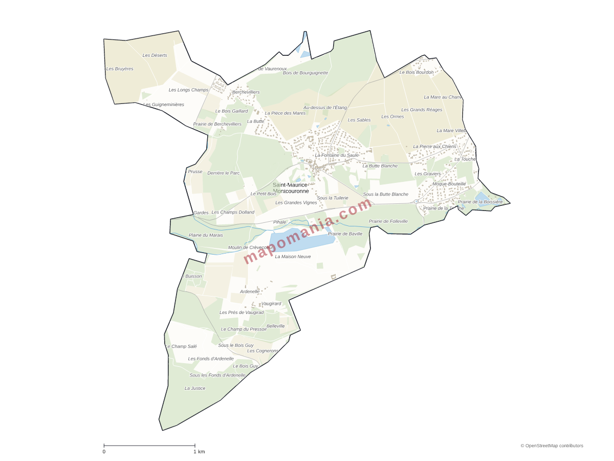 Carte de Saint-Maurice-Montcouronne à personnaliser