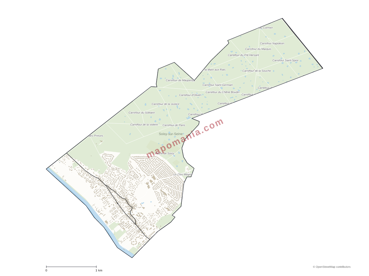 Carte de Soisy-sur-Seine à personnaliser