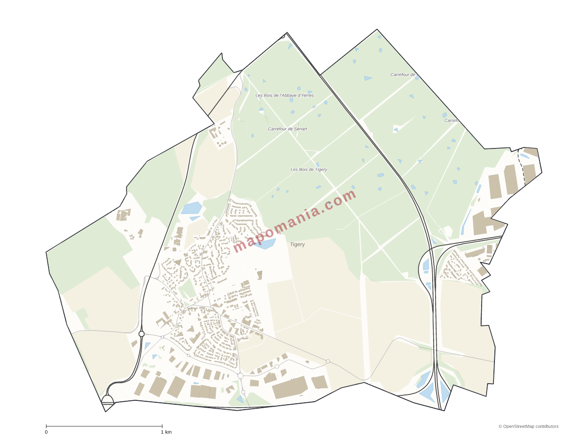 Carte de Tigery à personnaliser