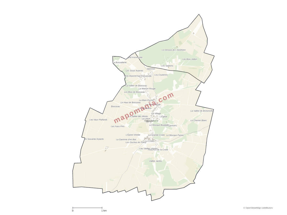 Carte de Valpuiseaux à personnaliser