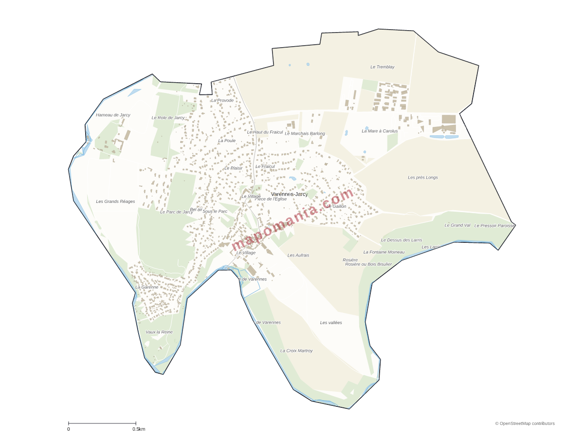 Carte de Varennes-Jarcy à personnaliser