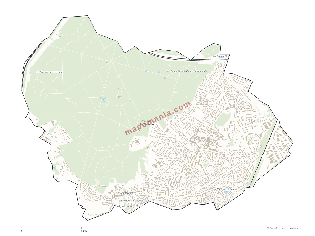Carte de Verrières-le-Buisson à personnaliser