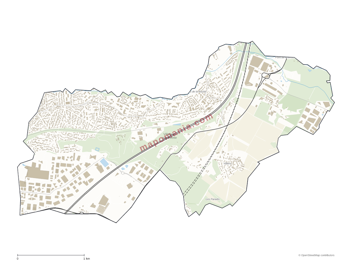Carte de Villebon-sur-Yvette à personnaliser