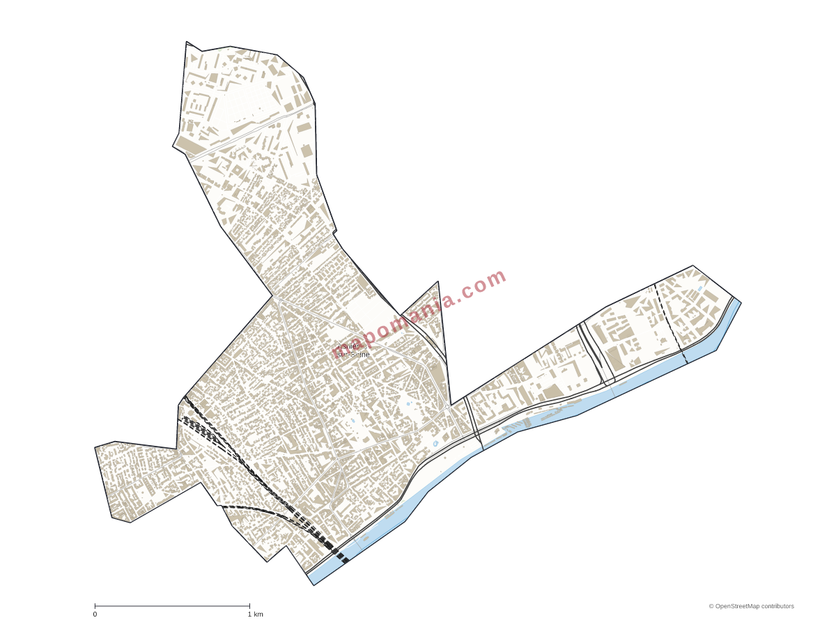 Carte de Asnières-sur-Seine à personnaliser