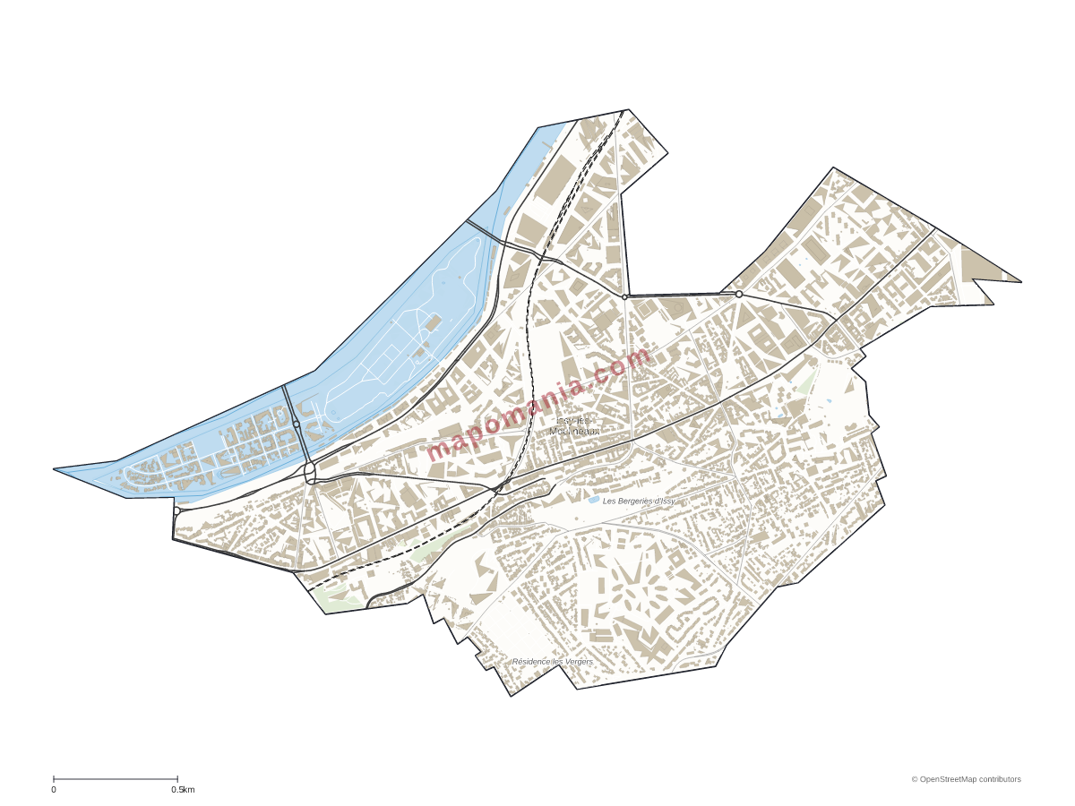 Carte de Issy-les-Moulineaux à personnaliser