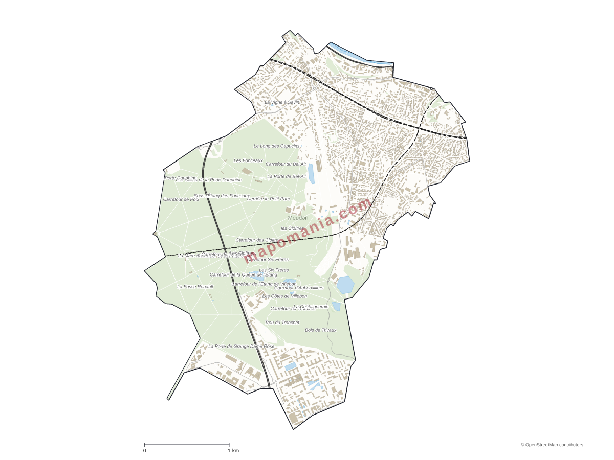 Carte de Meudon à personnaliser