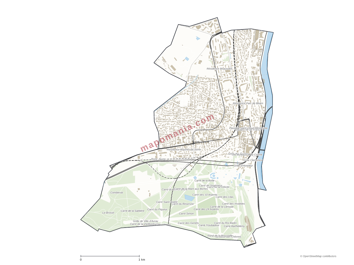 Carte de Saint-Cloud à personnaliser