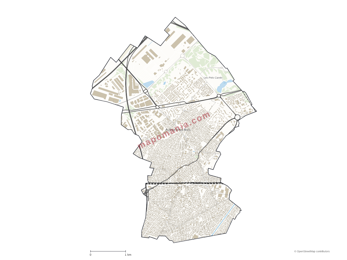 Carte de Aulnay-sous-Bois à personnaliser