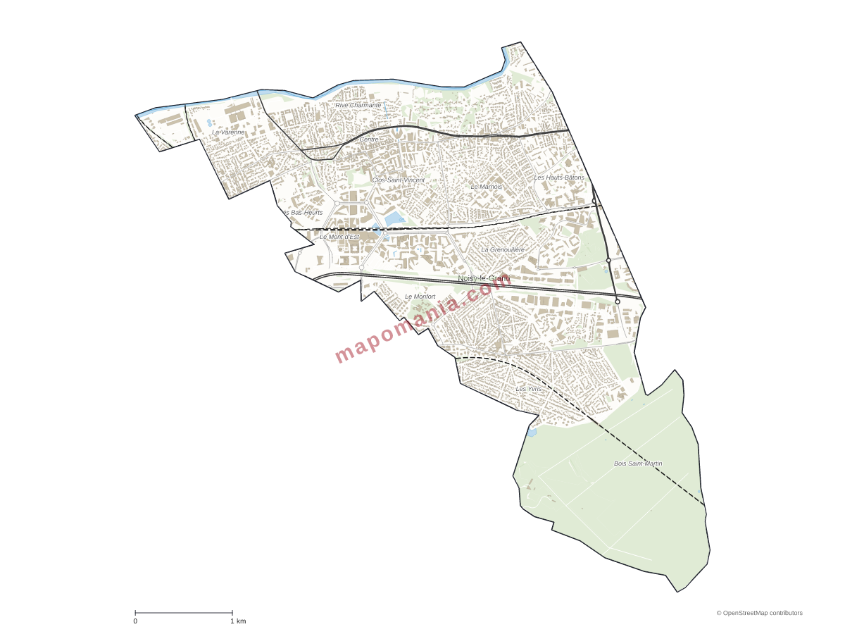 Carte de Noisy-le-Grand à personnaliser